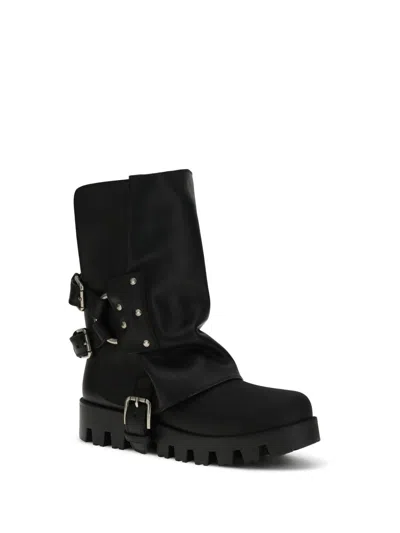 Dolce & Gabbana Leather Ankle Boots In Black