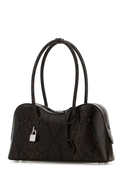 Stella Mccartney Stella Ryder Medium Snake-effect Faux Leather Shoulder Bag In Brown