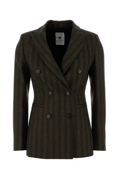 Pt Torino Embroidered Stretch Wool Blazer In Multi