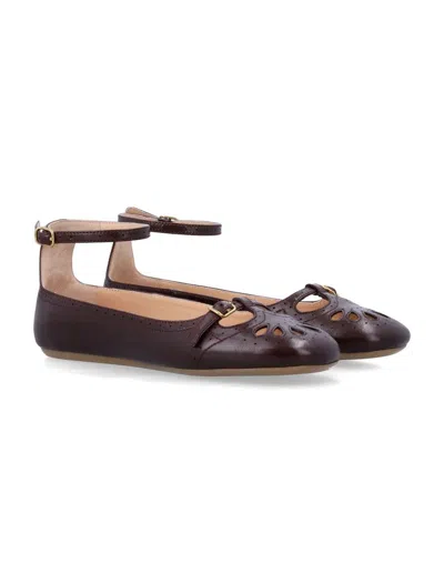 Chloé Lace-up Ballerina Shoes Cut-out Design In Purple