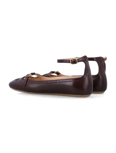 Chloé Lace-up Ballerina Shoes Cut-out Design In Purple