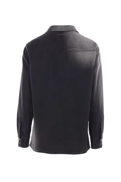 Mm6 Maison Margiela Western Style Denim Shirt Pockets In Black