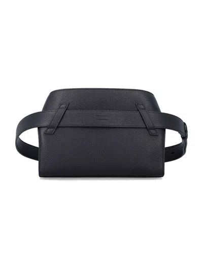 Ferragamo Leather Belt Bag Adjustable Strap In Black