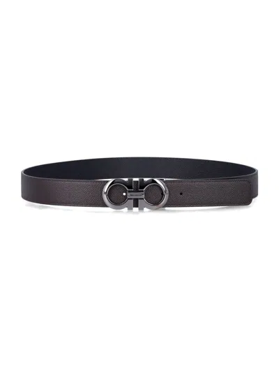 Ferragamo Reversible And Adjustable Gancini Belt In Burgundy