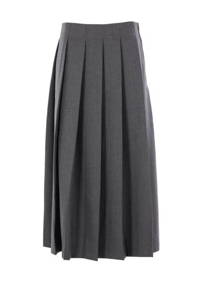 Vaquera Pleated Midi Skirt In Gray