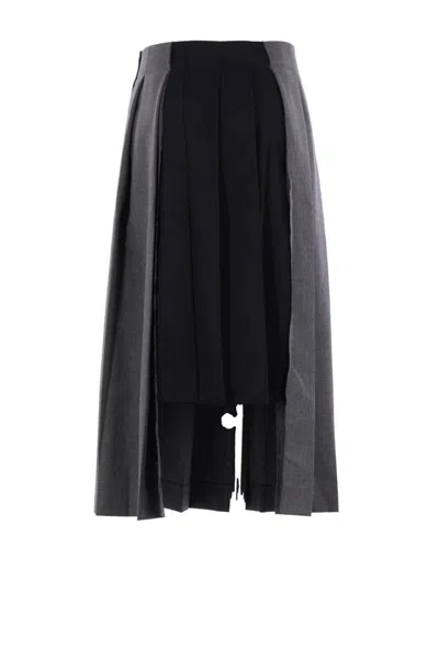 Vaquera Pleated Midi Skirt In Gray