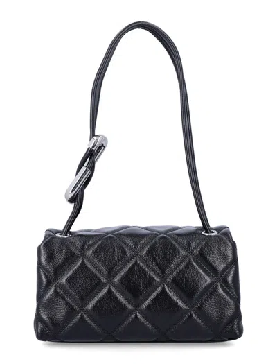 Marc Jacobs The Mini Dual Black Diamond-quilted Crossbody Bag With Top Handle In Leather Woman In Black