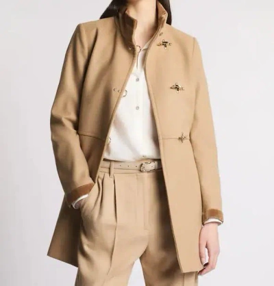Fay Virginia Velvet-trimmed Coat In Brown