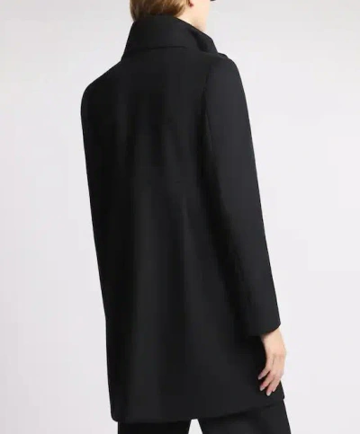 Fay Structured Black Coat With Stand-up Collar And Toggle Closures In Black