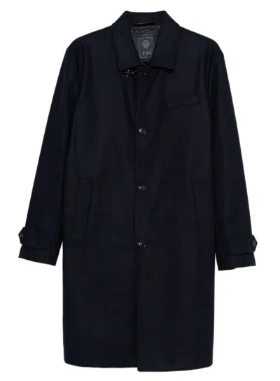 Fay Button-fastening Welt-pocket Coat In Blue