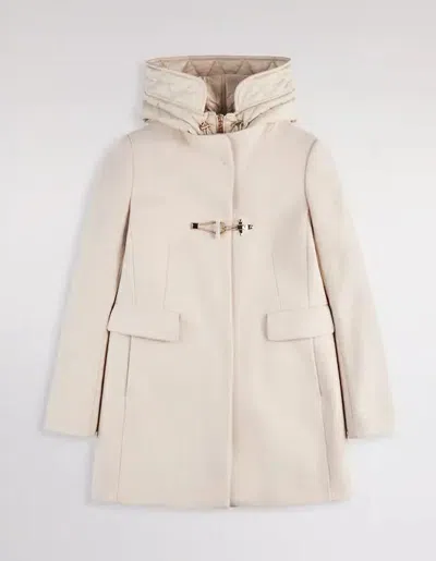 Fay Ivory Short Coat With Tailored Silhouette And Minimalist Design In Neutral