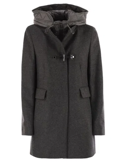 Fay Toggle Wool-blend Coat In Black