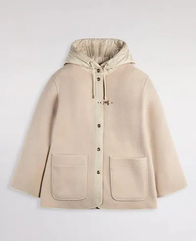Fay Hooded Jacket With Drawstring And Pockets In Neutral