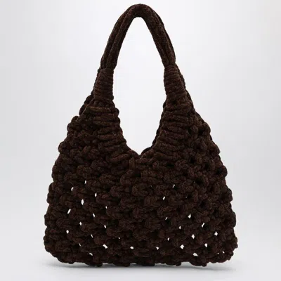 Hibourama Vannifique Big Bag In Khaki Velvet In Brown