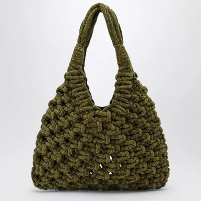 Hibourama Vannifique Big Bag In Khaki Velvet In Green