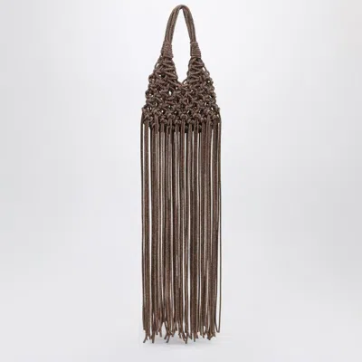 Hibourama Vannifique Mini Topaz Bag With Crystals And Fringes In Brown