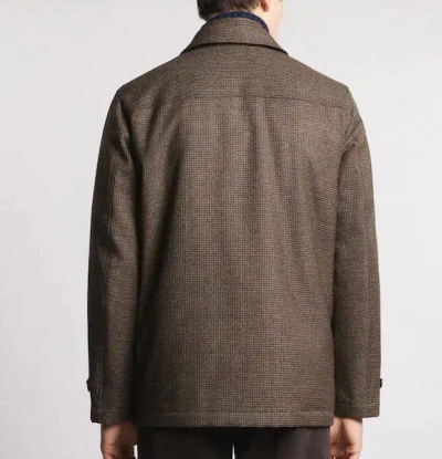 Fay Houndstooth Button-fastening Jacket In Brown