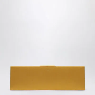 Saint Laurent Midnight Clutch Large In Orange Satin In Yellow
