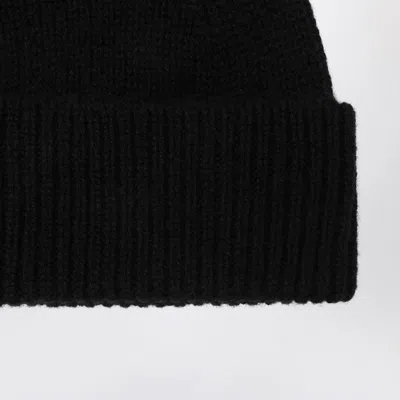 Roberto Collina Cashmere Beanie In Navy Blue In Black