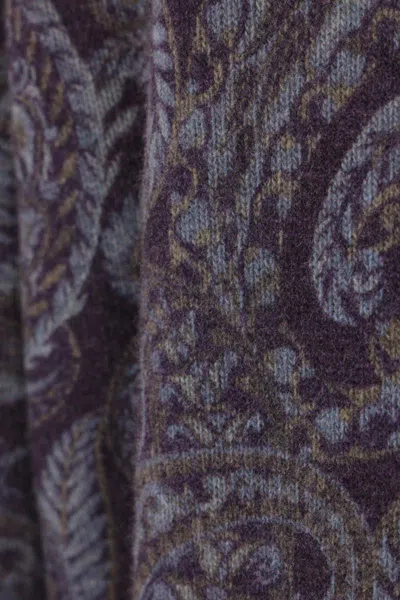 Etro Ribbed Knit Crewneck Sweater Paisley In Gray