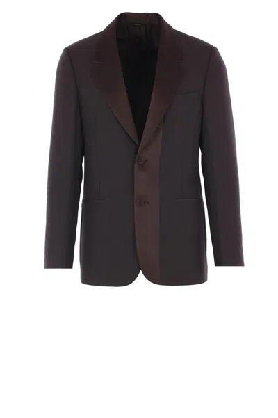 Fendi Brown Wool Crepe Blazer Jackets Brown In Brown