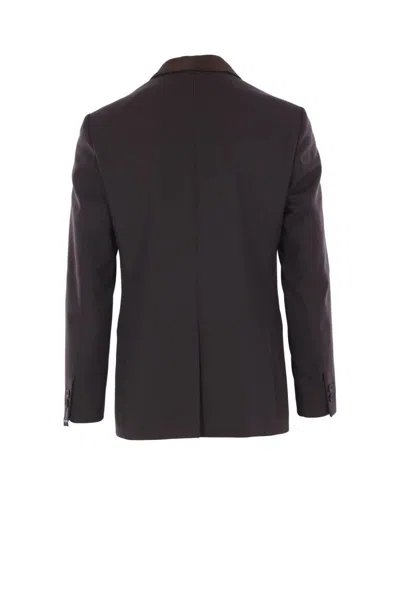 Fendi Brown Wool Crepe Blazer Jackets Brown In Brown