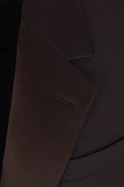 Fendi Brown Wool Crepe Blazer Jackets Brown In Brown