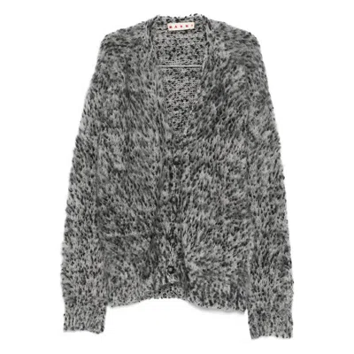 Marni Alpaca Wool-blend Cardigan In Gray