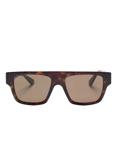 Gucci Rectangular Frame Sunglasses Tortoiseshell Pattern In Brown