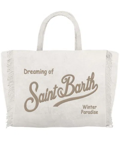 Mc2 Saint Barth Colette Fringed-velvet Tote Bag In White