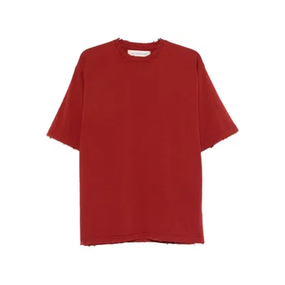 Stay Human On Earth Fabric T Shirts In Red