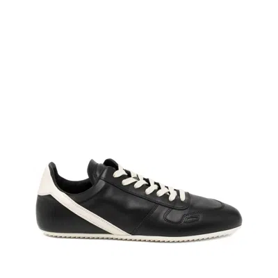 Rick Owens Black Low-top Sneakers With Contrasting Details In Leather Man In Multi