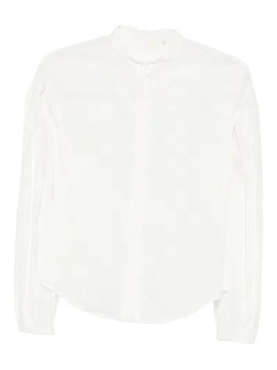 Xacus Long-sleeved White Blouse With High Neckline In White