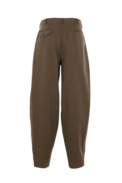 Comme Des Garçons Homme Deux Herringbone Pleated Trousers In Brown
