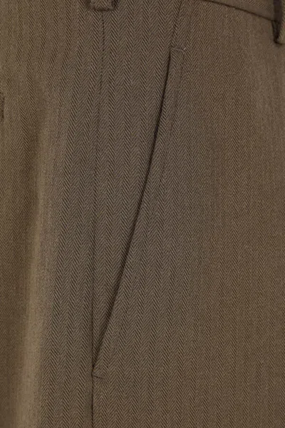 Comme Des Garçons Homme Deux Herringbone Pleated Trousers In Brown