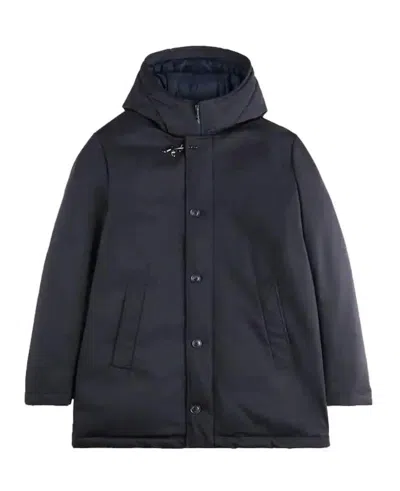 Fay Button-fastening Hooded Jacket In Blue