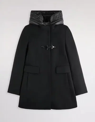Fay Toggle Coat In Wool Cloth In Black