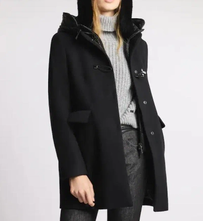 Fay Toggle Coat In Wool Cloth In Black