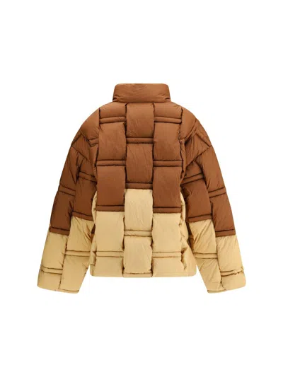 Raxxy Zip-up Bicolor Down Jacket In Brown