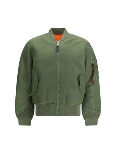 Alpha Industries Ma-1 Vf 59 Long Bomber Jacket Dark Green Nylon Bomber Jacket In Green