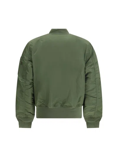 Alpha Industries Ma-1 Vf 59 Long Bomber Jacket Dark Green Nylon Bomber Jacket In Green