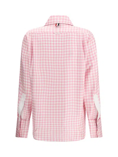 Thom Browne Checked Silk Shirt In Pink