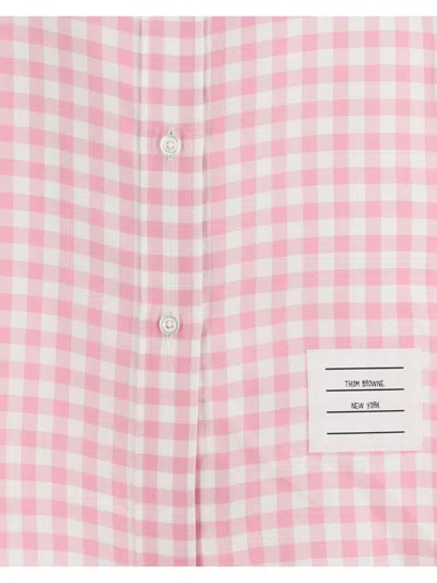 Thom Browne Checked Silk Shirt In Pink