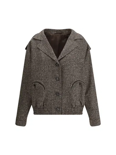 Blazé Milano Sarissa Charlie Buttoned-pockets Bomber Jacket In Brown