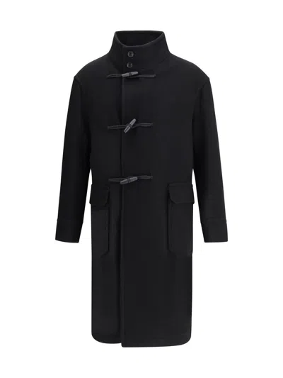 Tagliatore Black Wool And Cashmere Blend Mon Coat In Black