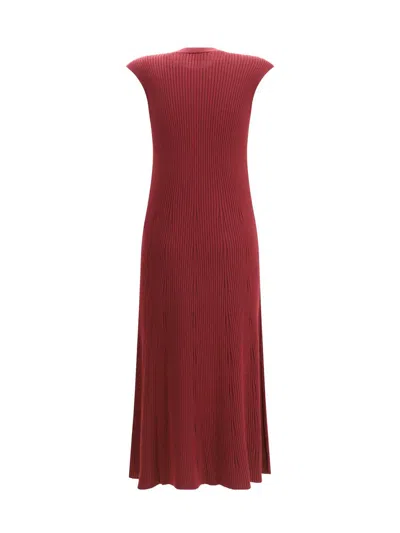 Sa Su Phi Ribbed Cashmere Silk Sleeveless Long Dress In Red