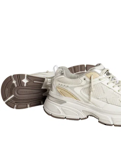 Golden Goose Lightstar Mesh And Leather Sneakers Shoes In White