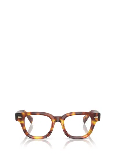 Brunello Cucinelli Bc3012 Acetate Blue Light Rectangle Glasses In Brown