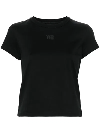 Alexander Wang Puff Logo Cotton Jersey Shrunken T-shirt Clothing In Blue