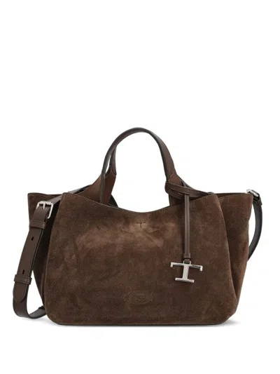 Tod's Micro Leather Tote Bag In Brown